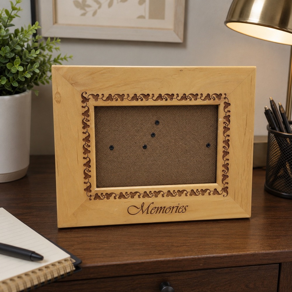 Natural Wood Memories Engraved Picture Frame‎ 4x6 Horizontal Tabletop Decor